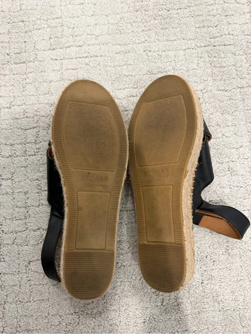 Alohas Black Cross-Strap Espadrille Sandals - Casual Women’s Summer Shoes - 41